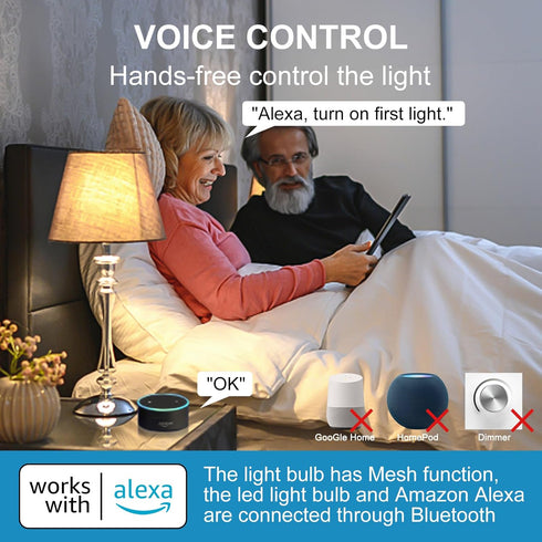 Alexa Led Light Bulbs, A19 E26 Smart Bulb, 130W Equivalent, Warm White to Daylight, 13 Watt Bluetooth Remote Control Light Bulb,Energy Saving,for ...