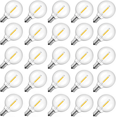 G40 Led Replacement Light Bulbs 1W Shatterproof Globe Bulb fits E12 Candelabra Screw Base, 1.5 Inch Dimmable Light Bulbs for Indoor Outdoor String...