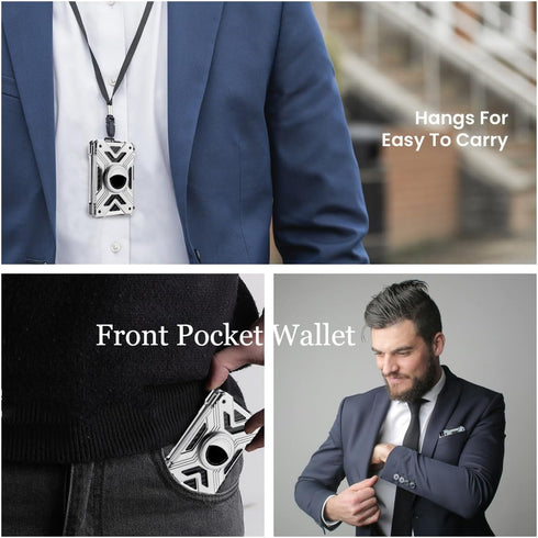 Minimalist Wallet with Airtag Holder,Slim Airtag Wallet Men,RFID Blocking Metal Wallet with Money Clip Front Pocket Card Holder Wallet Mens Gifts…...