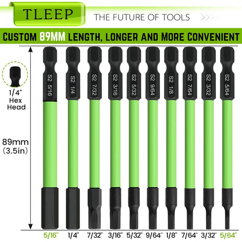 3.5" Long 1/4" Hex Head Allen Wrench Drill Bits, SAE Impact Driver Bit Set 5/64 to 5/16, Magnetic Tips Magnetic Screwdriver Bits Hex Drill Bit Set...