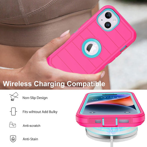 Annymall for iPhone 14 Case with 2 Screen Protector,Full Body Shockproof Drop Protection Dust Proof Heavy Duty 3-Layer Rugged Durable Military Gra...