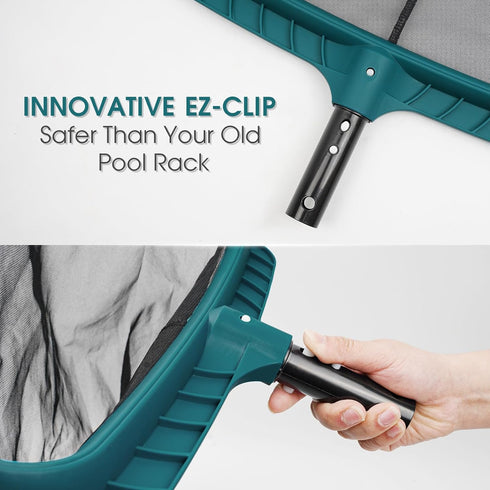 Poolvio Professional Swimming Pool Skimmer Net, Heavy Duty Pool Leaf Rake with Ultra Deep Fine Mesh Net Bag, Fast Cleaning Tool for Inground & abo...