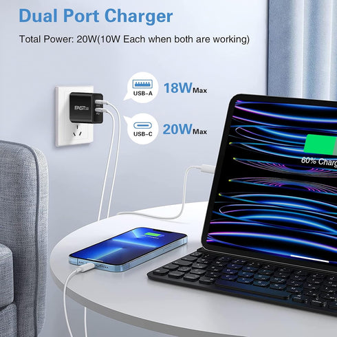 5 Pack USB C Wall Charger Block Boxeroo Dual Port PD Power Delivery Fast Type C Charging Block USB C Adapter Plug Box Brick for iPhone 15 Pro Max,...