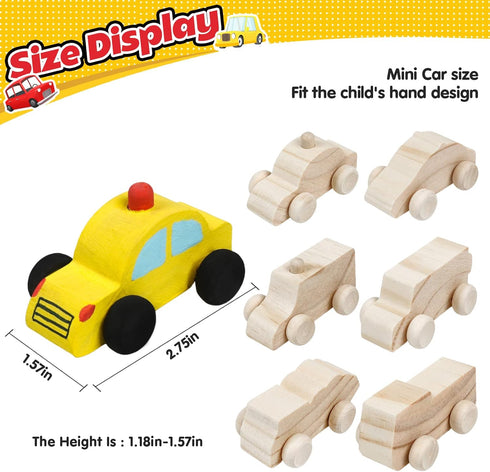 12 Pieces Unfinished Wooden Cars Wood DIY Car Toys Wood Crafts Painting Crafts Kit for Student Easy Woodworking Set Family Activities Arts and Cra...