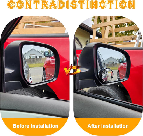 2 Pieces Blind Spot Mirror - PSLER 2" Round HD Glass Convex Rear View Mirror with Frame, 360° Wide Angle Side View Mirror Accessories with Self Ad...