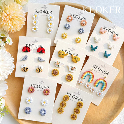 Keoker Spring Clay Cutters,12 Spring Polymer Clay Cutters, Flower Clay Cutters, Spring Clay Cutters for Polymer Clay Jewelry, (A)...