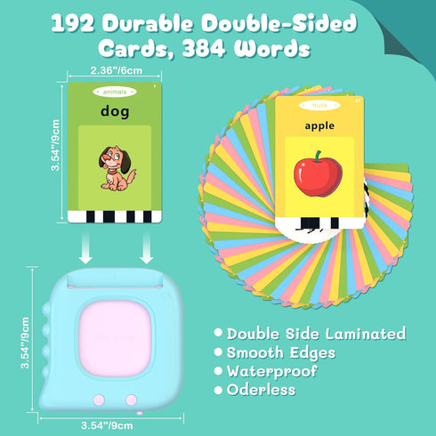 Talking Flash Cards-Toddler Toys for 1 2 3 4 5 Years Old Boys Gift, 384 Words Pocket Speech Toddler Learning Toys, Sensory Toys for Kids with Auti...