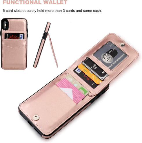 KIHUWEY Compatible with iPhone Xs Max Case Wallet with Credit Card Holder, Premium Leather Magnetic Clasp Kickstand Heavy Duty Protective Cover fo...