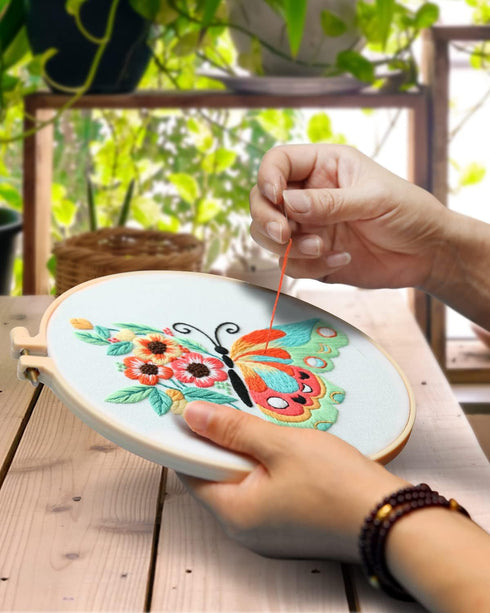TINDTOP 3 Sets Embroidery Stitch Practice kit, Butterfly Flower Embroidery Kit for Beginners Include Cloth Hoops Threads for Craft Lover Hand Stit...