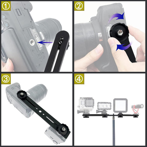 30cm Dual Speedlite Camera Mount Tripod Bracket Flash Extension Bar,10" Dual Tripod Bracket for Camera,LED Video Light,DSLR Camera,Flash Light...