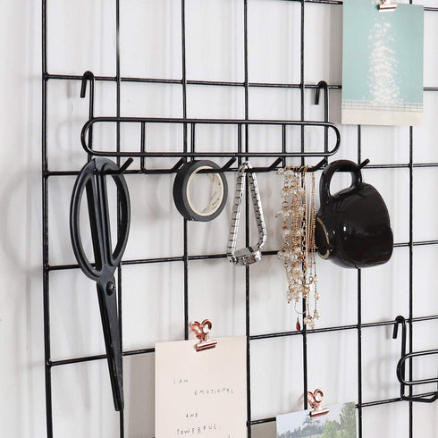FRIADE Storage Hooks Rack, 2 Pack - Iron Wire Grid Hooks for Wall Mount Storage and Display, 10.7”x 2.8”x1.8 », Black...