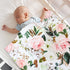 Flower Minky Baby Blanket for Boys Girls Double Layer Soft Plush Toddler Blanket with Dotted Backing, Newborn Blanket for Nursery Stroller Crib Re...