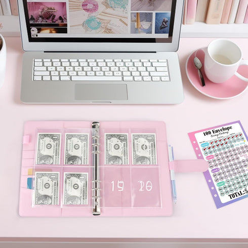 Sooez 100 Envelopes Challenge Binder, Money Saving Challenge Budget Binder with Cash Envelopes, Savings Challenge Book - Easy & Fun Way to Save $5...
