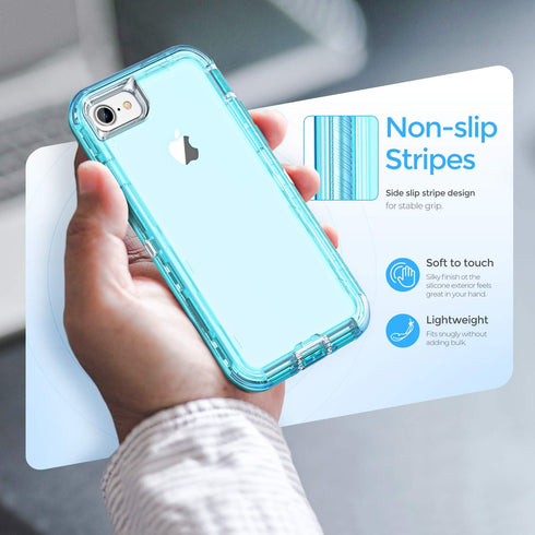 ORIbox Crystal Blue Case for iPhone 8, SE 2022, 7: Heavy Duty Shockproof Anti-Fall Clear Case with Camera Protector...