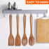 4-Piece 14" Large Wooden Utensils Set for Cooking Spatula Long Handled Slotted Spoon Non-Stick Utensil Slotted Turner Mixing Spoons with Hole Best...