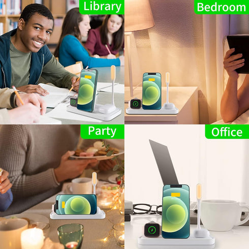 Fast Wireless Charger 4 in 1 Wireless Charging Station with Fill Light for Qi-Enabled Mobile Phones,Wireless Earbuds and iWatch,Black......