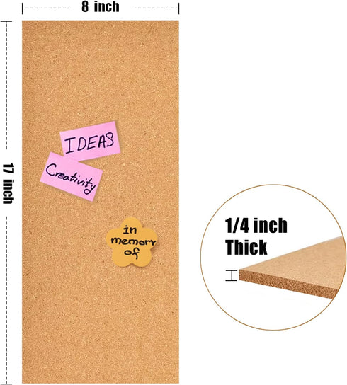17x8" Cork Board Tiles Bulletin Board, 1/4" Thick Self-Adhesive Cork Boards for Walls, Cork Tiles Vision Board for Home, Office, School, Bulletin ...