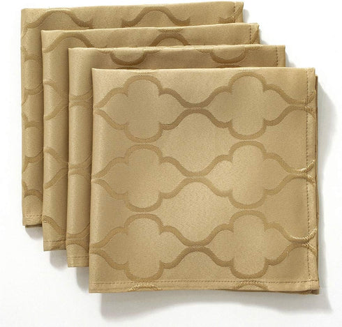 Jacquard Cloth Napkins 20 x 20 Inch Flower Pattern 4 Pieces Solid Washable Comfortable for Restaurant Family Dinners Weddings Parties and Banquets...