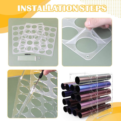 Vinyl Storage Rack 25-Holes Vinyl Holder Acrylic Vinyl Roll Storage for Craft Room, Vinyl Organizer for up to 25 Vinyl Rolls (25Holes)...