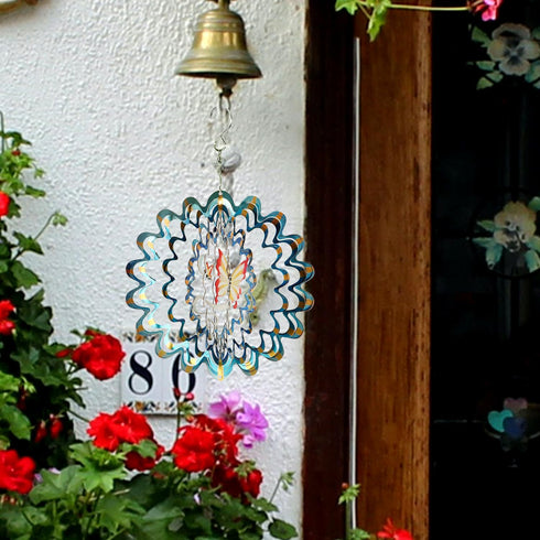 Butterfly Wind Spinners for Yard and Garden, 7.09x7.09in 3D Hanging Wind Spinner Stainless Steel Butterfly Gifts for Wife Mother Women Hanging Win...