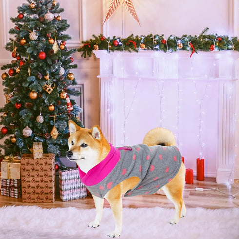 1 Piece of Grey Dog Heart Sweater with Leash Ring Soft Fleece Vest Dog Pullover Warm Jacket Pet Dog Clothes Winter Dog Outfits for Small Puppy Cat...