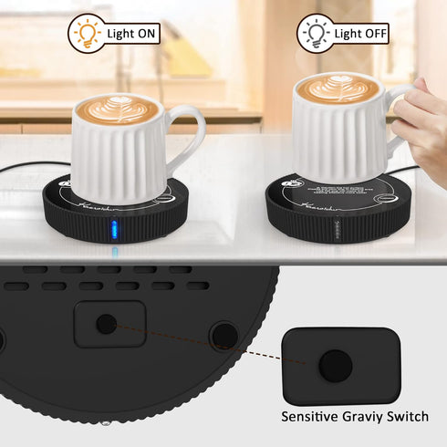 Coffee Mug Warmer, Coffee Warmers for Office Home Desk Use, with Gravity Switch Cup Warmer Thermostat Coaster for Hot Coffee Tea Espresso Candle W...
