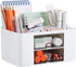 Desk Organizer with 2 Drawers, Pencil Pen Holder for Desk, Cute Desk Accessories with Plastic, Office Supplies for Countop, White...