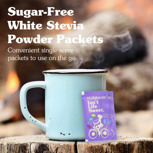 NuNaturals White Stevia Powder Packets, Single-Serve, Zero Calorie Sugar Substitute, 100 count...