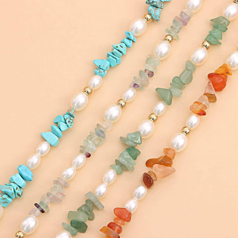 Healing Stone Chakra Crystal Carnelian Choker Necklace Natural Reiki Quartz Turquoise Imitation Pearl Necklace for Women Spiritual Jewelry...