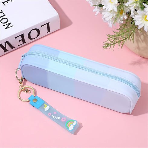 YYaaloa Silicone Pencil Case,Colorful Waterproof Pencil Pouch Aesthetic Pencil Case Small Pencil Bag, Pencil Pouch for Women, Makeup Pouch (blue)...