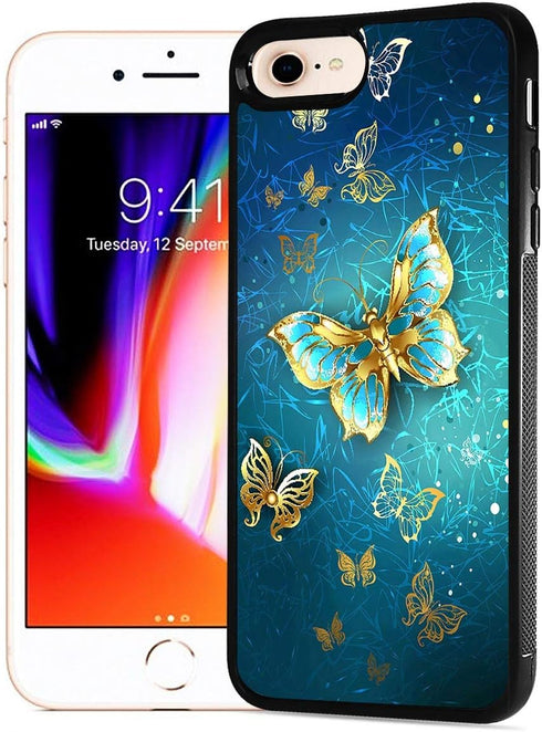 for iPhone 8, iPhone 7, iPhone SE 2 (2020), Art Design Soft Back Case Phone Cover, HOT12154 Blue Butterfly...