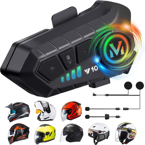Motorcycle Helmet Speakers High Battery Life Helmet Headphone IPX6 Automatic Answer/Call Music Control/Intelligent Noise/Wake up Siri, 2 Different...