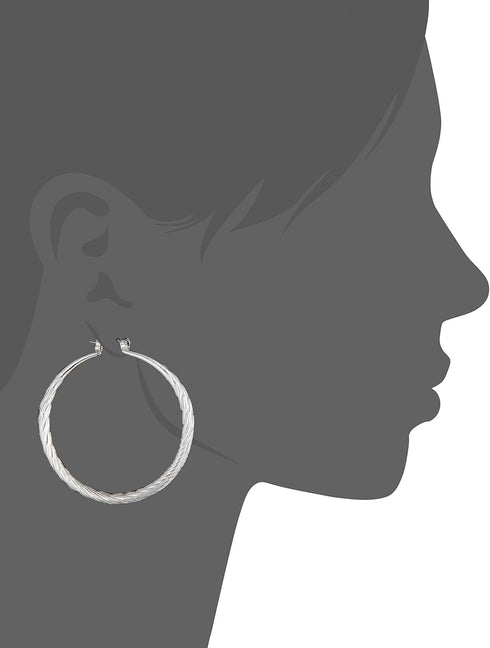 GUESS "Basic" Silver Textured Hoop Earrings...