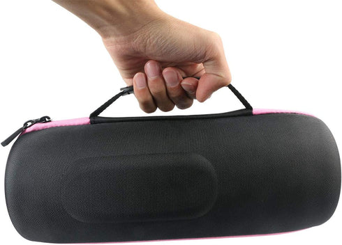 co2CREA Hard Travel Case replacement for JBL Charge 4 / replacement for JBL Charge 5 Waterproof Bluetooth Speaker (Black Case + Pink Zipper)...