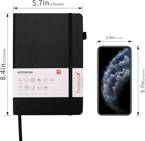 Deziliao Lined Journal Notebooks with Pen Loop, Hardcover Notebook Journal for Work, 100Gsm Premium Thick Paper with Inner Pocket, Medium 5.7"x8.4...