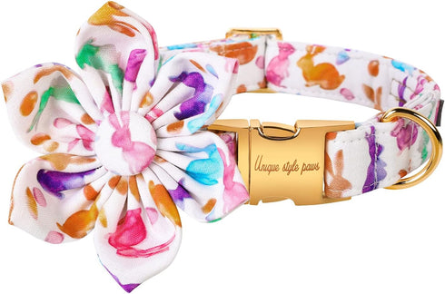 Unique style paws Easter Dog Collar, Girl Dog Collar with Flower, Adjustable Dog Collar Pet Collar for Small Memium Large Dogs...