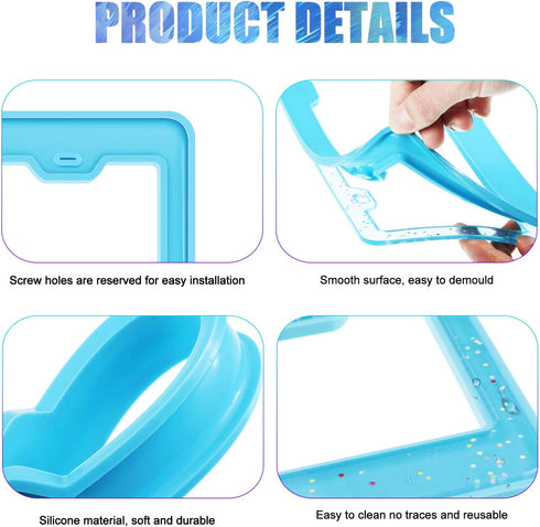 Geiserailie 2 Pieces License Plate Frame Silicone Moulds Car Plate Resin Epoxy License Cover Mould for DIY Casting Handmade Crafts Making Supplies...