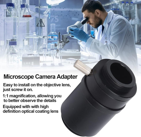 1X C Mount Adapter Lens, Alloy CTV Microscope Lens Camera Interface Adapters for Simul Focal Trinocular Stereo Microscope...