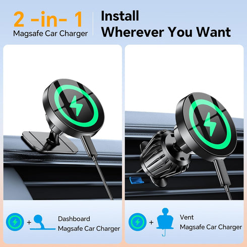 for Magsafe Car Mount Charger?Strong Magnets ? for Magsafe Car Charger?Vent +Dash+Wall ? Magsafe Accessories Wireless Fast Charging for Magsafe Ch...
