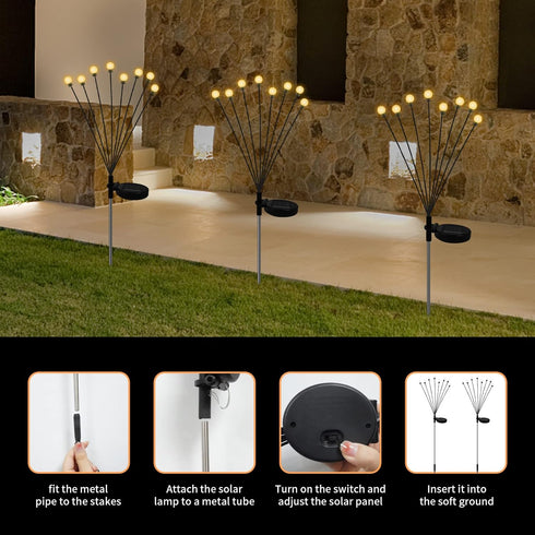 Solar Fairy Firefly Lights Outdoor Garden Decor Waterproof, Solar Powered Swaying Light Outside, 2 pack LED Light Flexible Sway by Wind, Yard Pati...