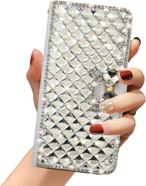 Omio Luxury Glitter Bling Diamond Card Holder Case for iPhone 11 with Stand, Shiny Sparkle Rhinestone Crystal Bowknot Shockproof Non-Slip Fashion ...