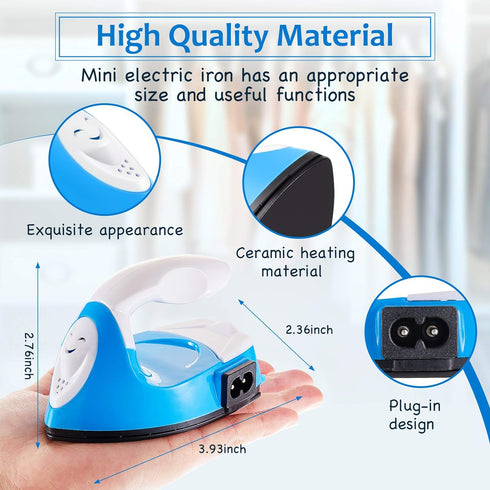 Honoson Mini Craft Iron Mini Heat Press Small Iron Portable Handy Tiny Flatiron with Charging Base Accessories for Fuse Beads Patch DIY Shoes T-Sh...