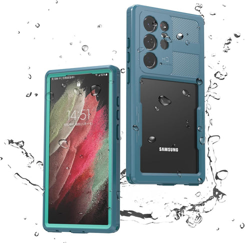 Waterproof Samsung Galaxy S23 Ultra Case with Built-in Screen Protector, Heavy Duty Full Body Protection, Shockproof Clear Blue Cover...