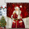 Christmas Santa Claus Shower Curtains for Bathroom Decor, Red Xmas Holiday Fabric Shower Curtain Set, Winter Bathroom Accessories, Hooks Included ...
