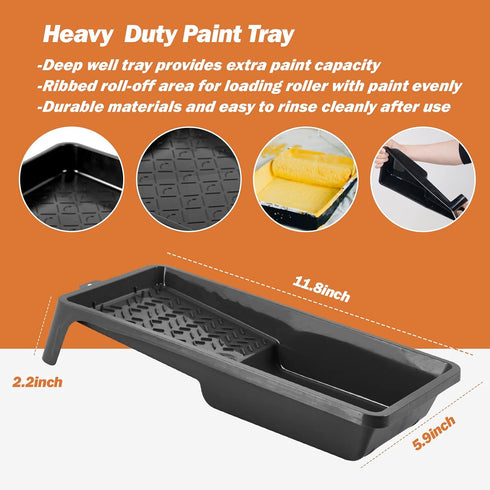 11Pcs 4inch Small Paint Roller Kit Paint Roller Brush Set with 4 Brushes and Covers Frame, Tray for Household Painting, Cabinet Wall Paint Rollers...