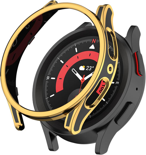 Smartwatch Full Coverage PC Protective Case Cover with Tempered Glass Screen Protector Compatible with Samsung Watch 5 Pro 45mm, Soft and Durable(...