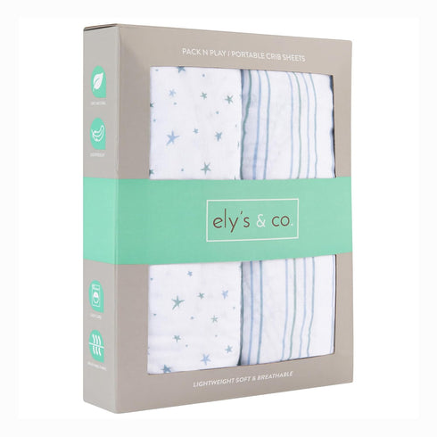 Changing Pad Cover 2 Pack - Baby Cradle Sheet with 100% Jersey Cotton - Changing Pad Covers for Boys, Newborn Essentials (Blue Stars & Stripes)...