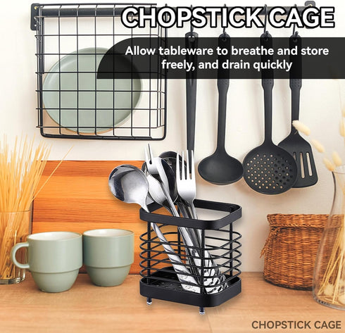 Stainless Steel Utensil Drying Rack, Silverware Drying Basket Basket Draining Basket Kitchen Dish Drainer Dish Drying Rack(S-Black)...