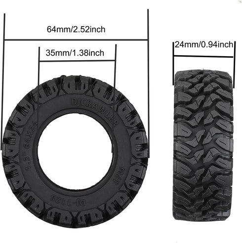 4PCS 1.33 Inch Rubber Butyl Rain Forest Mud Tire with Sponge Liner for 1/18 1/24 Scx24 Fcx24 TRX-4M Bronco RC Car Wheel Upgrade Accessories...