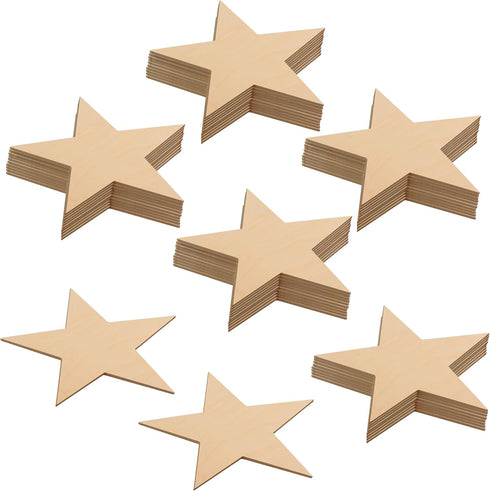 Wooden Star Shapes, 6 Inch Large Patriotic Natural Wood Cutouts, Bag of 5, Unfinished DIY Craft Wall Decor by Woodpeckers...